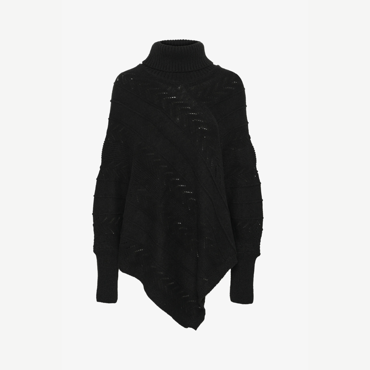Gebreide poncho met hoge hals - elegante damestrui