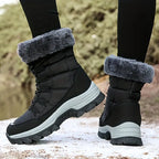 Hoge winterlaarzen voor dames - warme, antislip zwarte snowboots - Bakkermode.nl