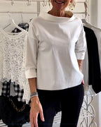 Dames casual blouse met driekwartmouwen – elegante everyday look in ademend materiaal voor op kantoor of in het weekend