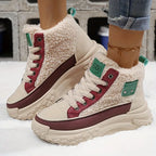 Dames high-top sneakers - stijlvolle sneakers met faux fur lining