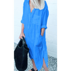 Lange zomerjurk - modieuze oversized blousejurk voor dames