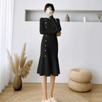 Gebreide jurk - elegante geribde dames midi-jurk - Bakkermode.nl