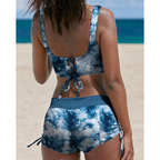2-delige dames zwemkleding camouflage bikini set - hoge taille shorts voor zonovergoten dagen