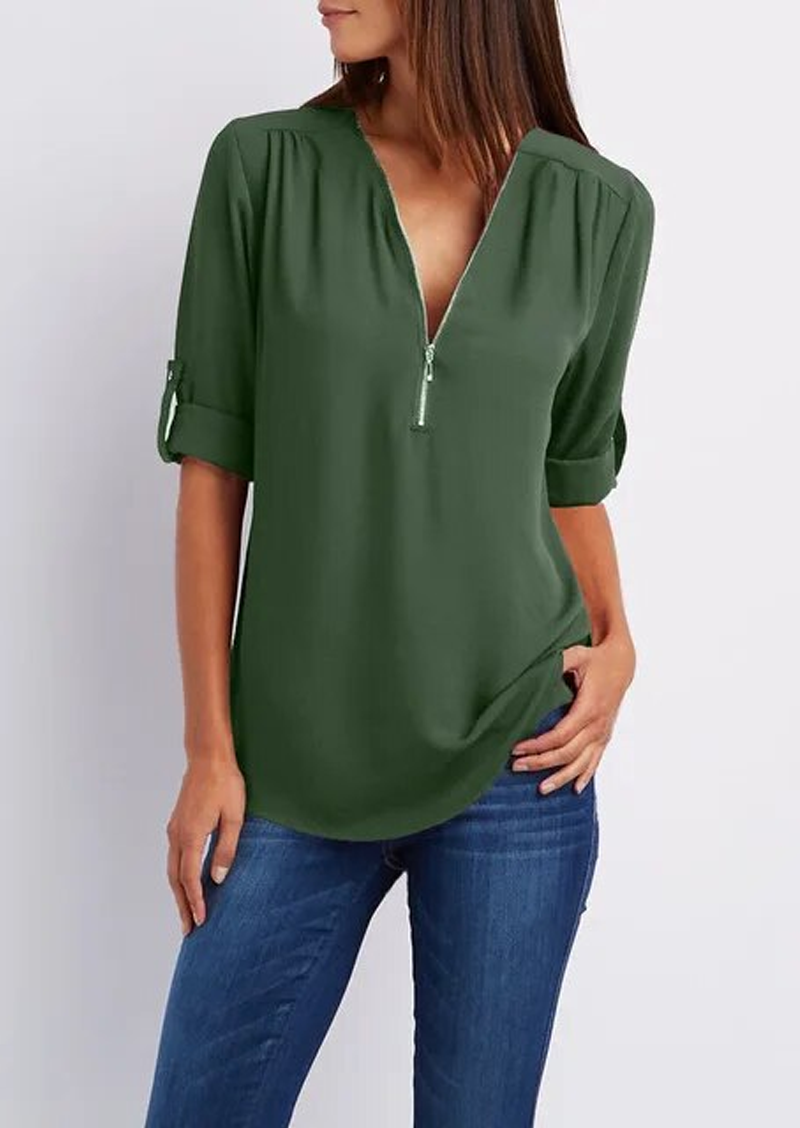 Dames blouse met rits - elegante top voor casual en veelzijdig gebruik