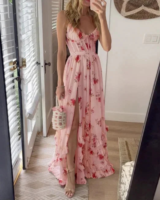 Florale maxi jurk - sierlijke outfit voor zomerse gelegenheden