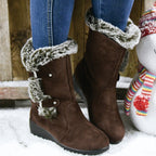 Faux fur gebochelde wedge boots - stijlvolle winterboots voor dames