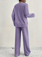 2-delige geribbelde lounge set - stijlvolle dames pyjama outfit