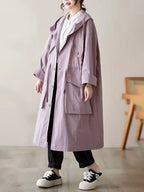 Trenchcoat met capuchon - stijlvol lang damesjak