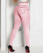 Rekbare high waist jeans - dames slim fit denimbroek