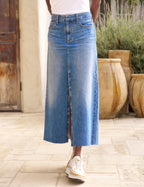 Denim maxi rok - stijlvolle lichtblauwe dames denimrok
