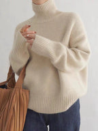Warme dames coltrui in effen kleuren - oversized sweater van polyester - Bakkermode.nl