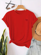 Dames casual t-shirt met hartdetail - zachte katoenen tee voor elke dag