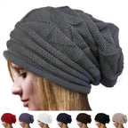 Gebreide slouch beanie - trendy winterhoed voor dames