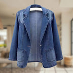 Denim blazer - stijlvolle damesjas in blauw - Bakkermode.nl