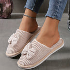 Strik pluche instap sloffen dames – winterse huisschoenen - Bakkermode.nl