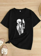 Grappige schedel selfie grafische zomershirts - Bakkermode.nl