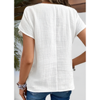 Dames blouse met korte mouwen, lichtgewicht katoenmix - casual top voor dagelijks gebruik