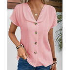 Dames blouse met korte mouwen, lichtgewicht katoenmix - casual top voor dagelijks gebruik