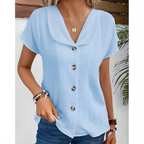 Dames blouse met korte mouwen, lichtgewicht katoenmix - casual top voor dagelijks gebruik