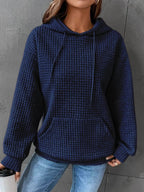 Knusse wafelgebreide hoodie dames - casual oversized trui - Bakkermode.nl
