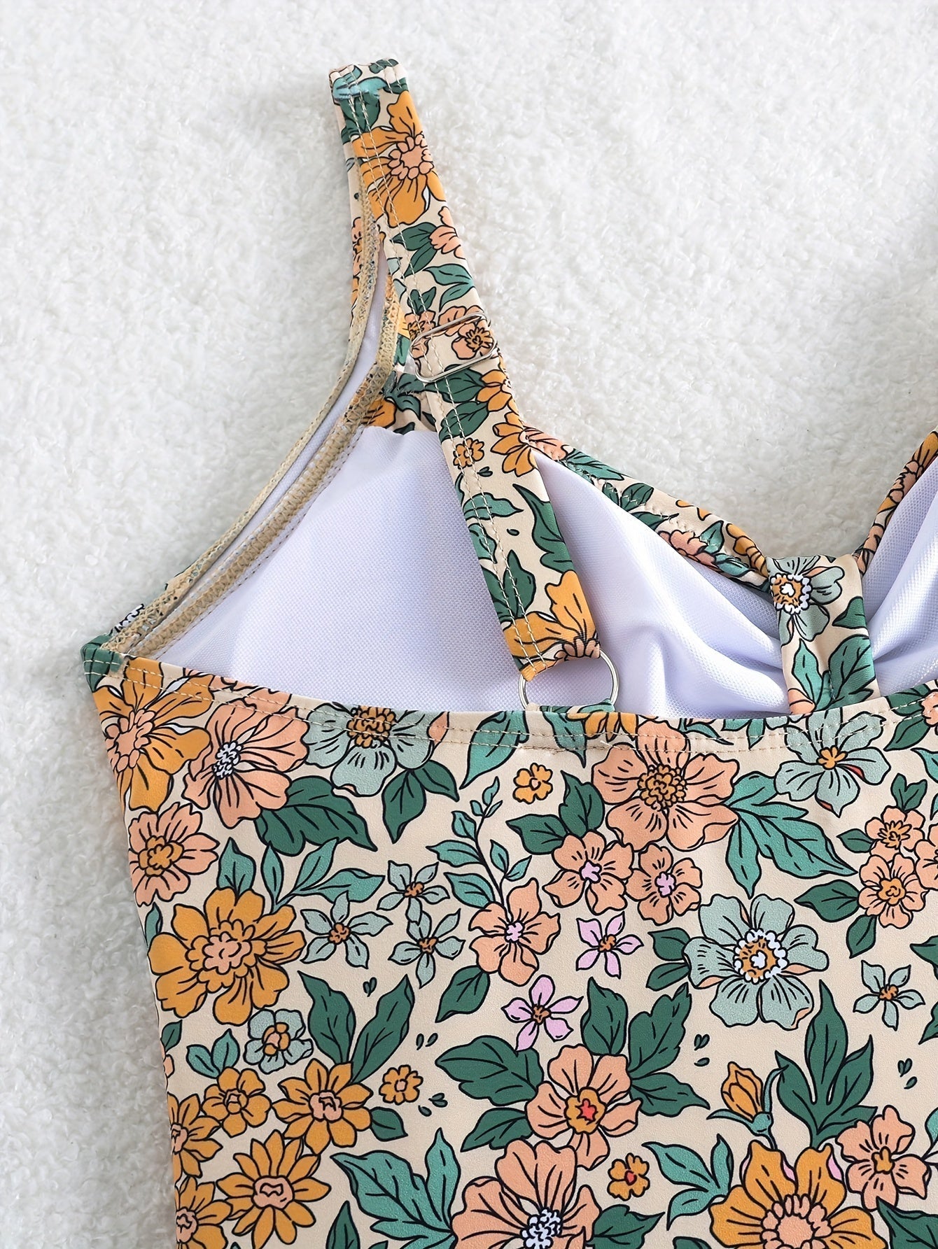 Bloemenpatroon badpak - stijlvolle beige dames badpak