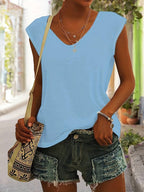 Dames losse v-hals mouwloze top - lichte zomerbasis voor dames