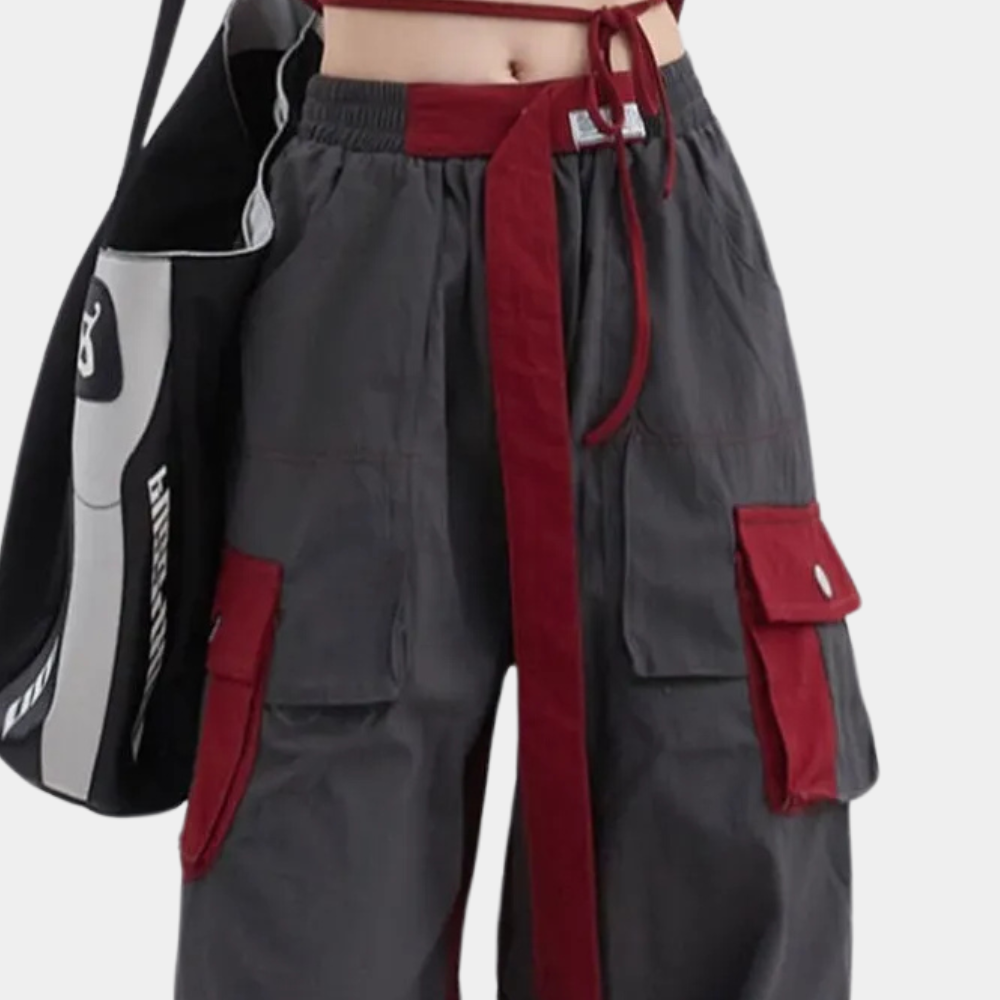 Cargo broeken - grijze pantalon voor dames met functionele zakken