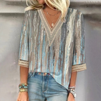 Dames casual top lichte v-hals blouse - elegante zomertunic voor relaxte uitjes