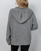 Dames cardigan - oversized gebreide hoodie - Bakkermode.nl