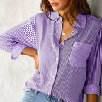 Dames gestreepte blouse met een relaxte pasvorm - veelzijdige casual shirt voor dagelijks gebruik