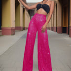 Damensequins brede pijp broeken - elegante hoge taille feestbroeken voor dames