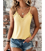 Dames cami top met kantafwerking - verfijnd mouwloos zomertopje