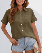 Dames ontspannen short sleeve blouse - lichte casual top voor dagelijks gebruik