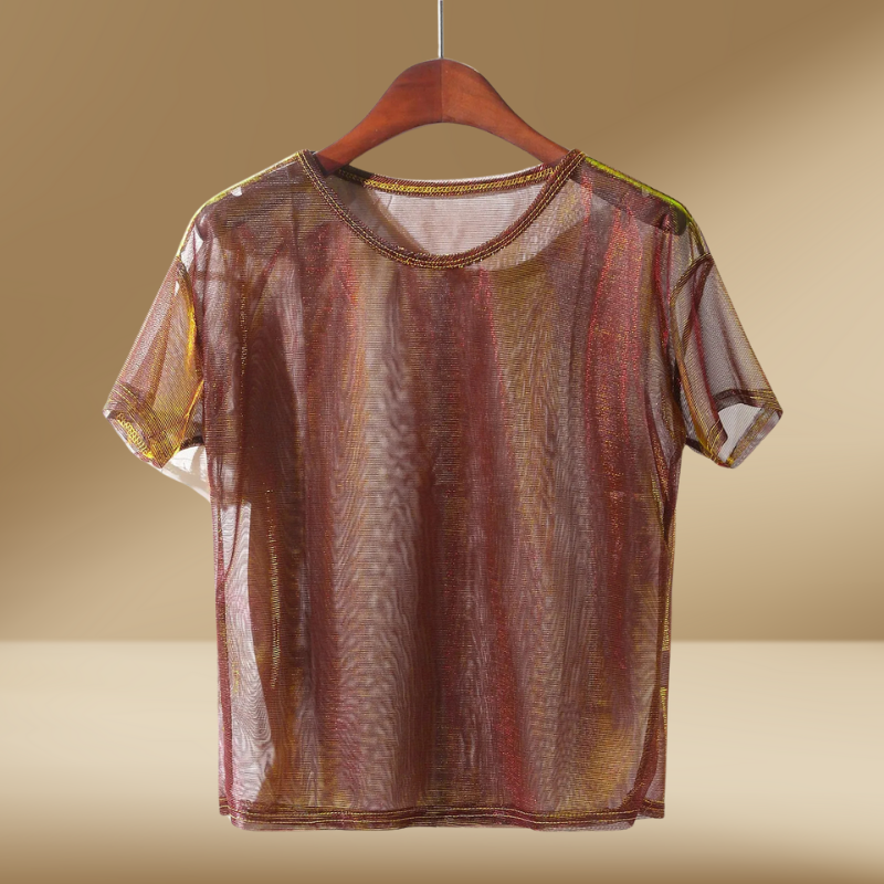 Dames sheer top - lichtgewicht mesh voor casual en avondkleding - chic gelaagd ontwerp voor veelzijdige styling