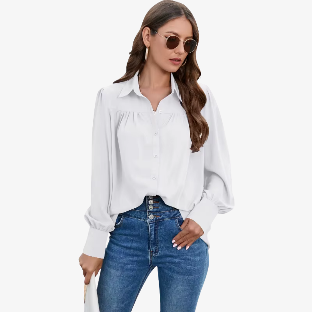 Dames chiffon blouse - tijdloze lange mouwen kantooroutfit - luchtige top voor vrouwen