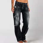 Dames jeans - versleten denim jeans voor een relaxte pasvorm