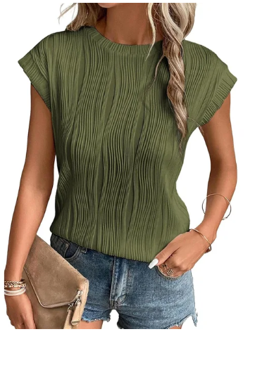 Chique geplooide top - elegante damesblouse