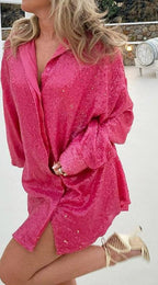 Pailletten blouse - oversized dames glitter shirt - Bakkermode.nl