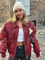 Oversized faux leren jack - trendy dames winterouterwear