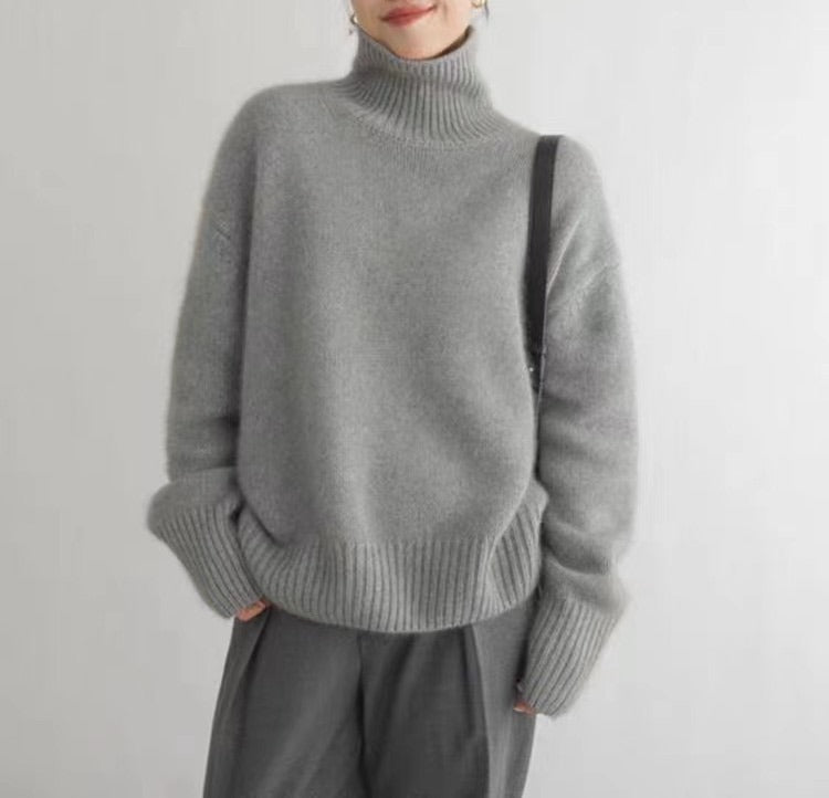 Warme dames coltrui in effen kleuren - oversized sweater van polyester - Bakkermode.nl