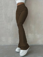 Hoge taille ribfluweel flare broeken - trendy dames dagelijks broek - Bakkermode.nl