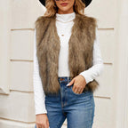 Faux faux fur vest - trendy gelaagde jas voor dames