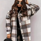 Geruite lange winterjas dames - stijlvolle jas met knopen - Bakkermode.nl