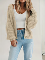 Gebreide cardigan - vrouwelijke chunky knit button-up sweater