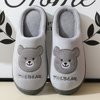 Warme pantoffels - dames huis slippers met schattig berenmotief en pluche voering - Bakkermode.nl