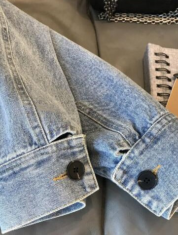 Denim jacket - trendy blauwe dames cropped bikerjack