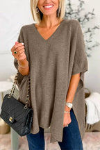 Poncho top - trendy losse v-hals trui voor dames