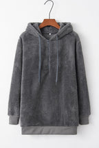 Warme fleece hoodie - oversized dames trui met halve rits en capuchon - Bakkermode.nl