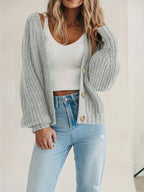 Gebreide cardigan - vrouwelijke chunky knit button-up sweater