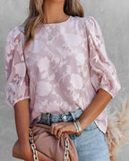 Dames bloemen chiffon blouse - stijlvolle top met pofmouwen voor een verfijnde look